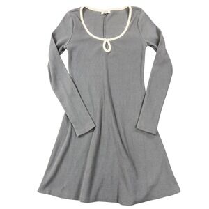 Stitch & Pine Gray Rib Knit Long Sleeve Keyhole Mini Dress J19278RGVN Womens M